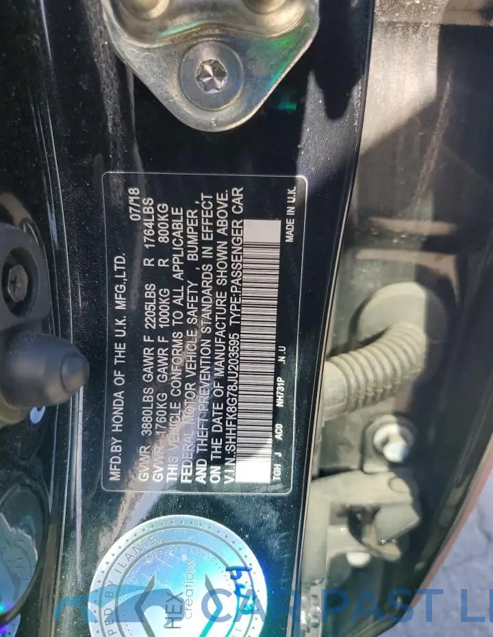 SHHFK8G78JU203595# 13