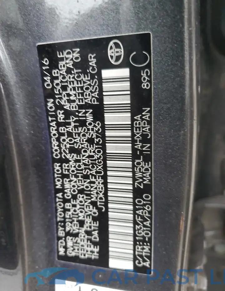 JTDKBRFUXG3013736# 12