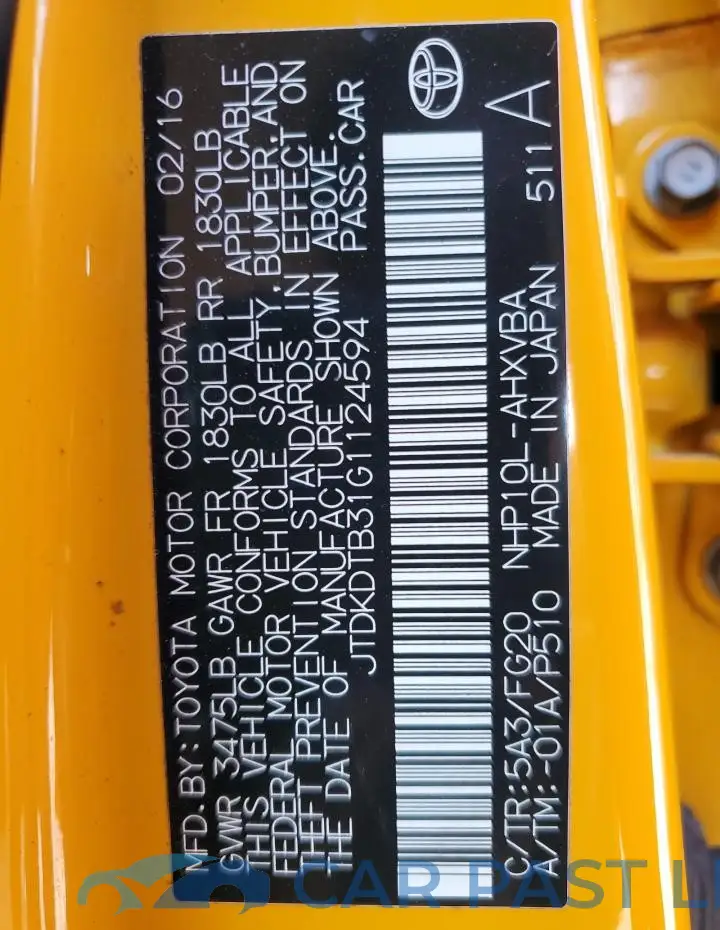JTDKDTB31G1124594# 12
