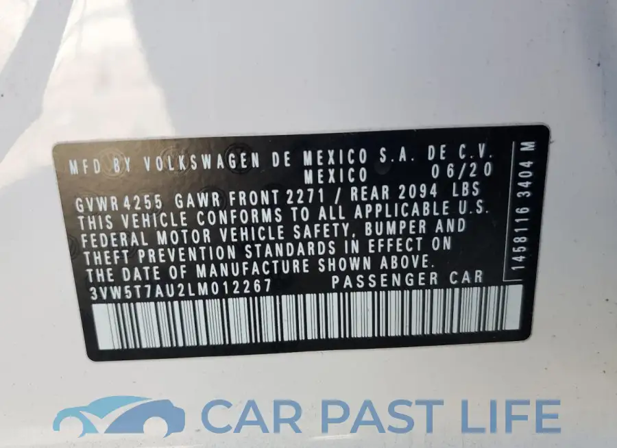 3VW5T7AU2LM012267# 12