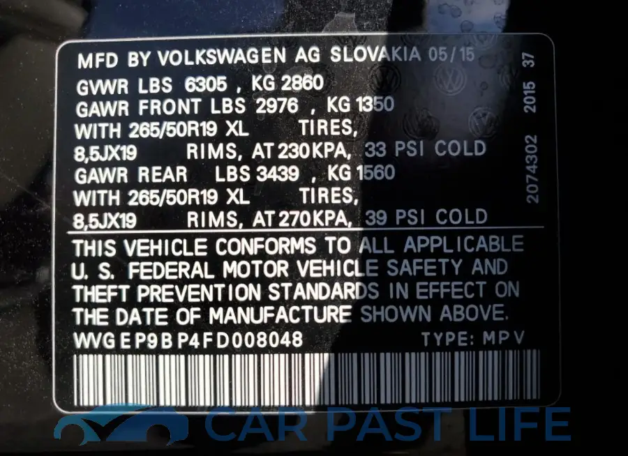 WVGEP9BP4FD008048# 14