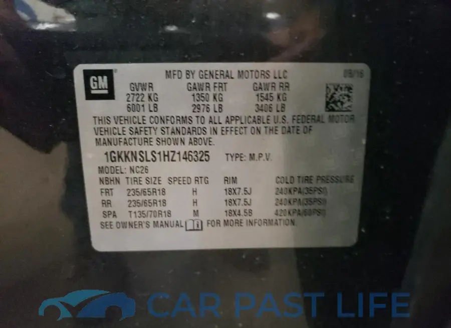 1GKKNSLS1HZ146325# 14