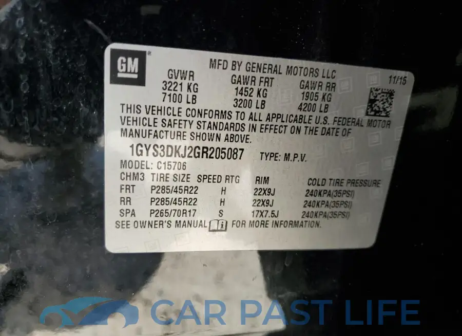 1GYS3DKJ2GR205087# 13