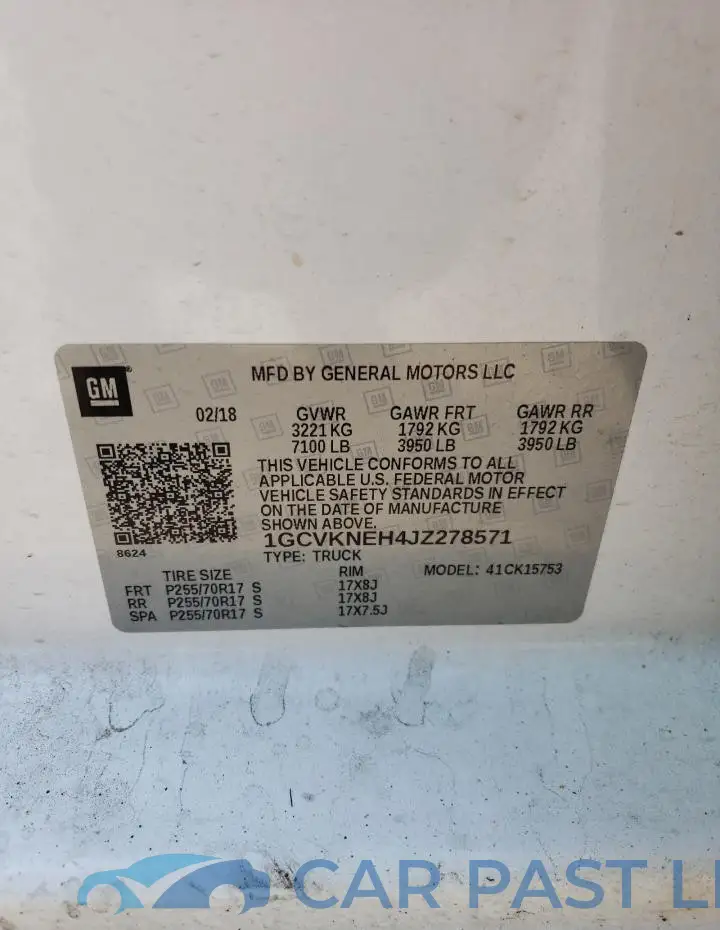 1GCVKNEH4JZ278571# 12