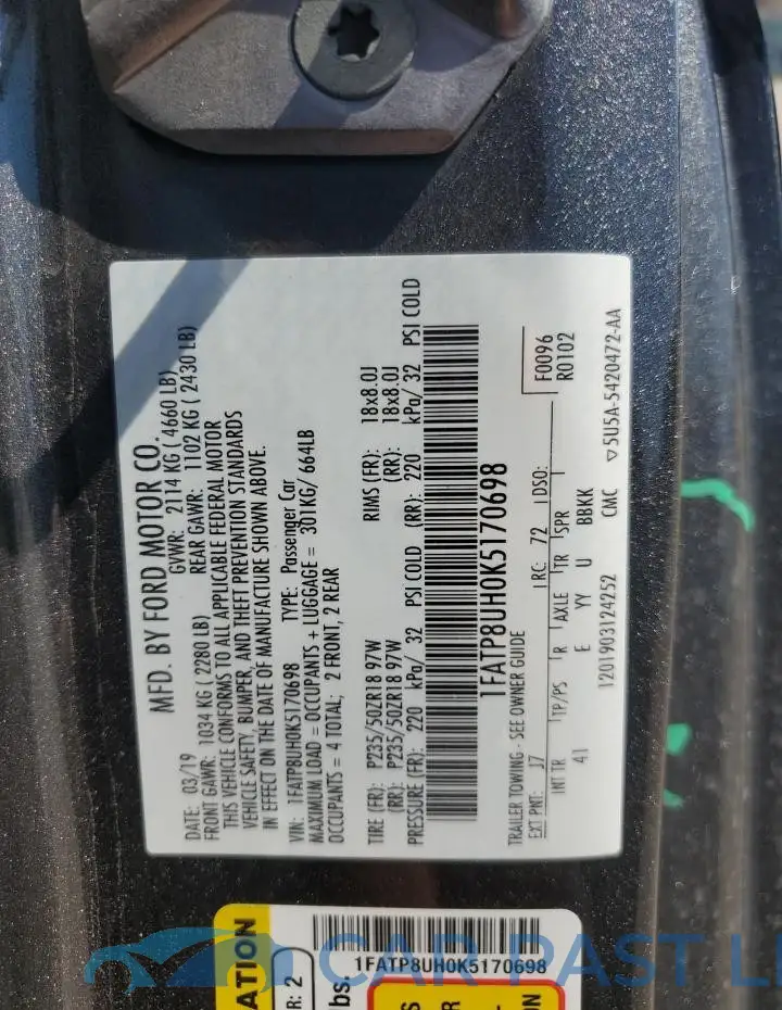 1FATP8UH0K5170698# 12