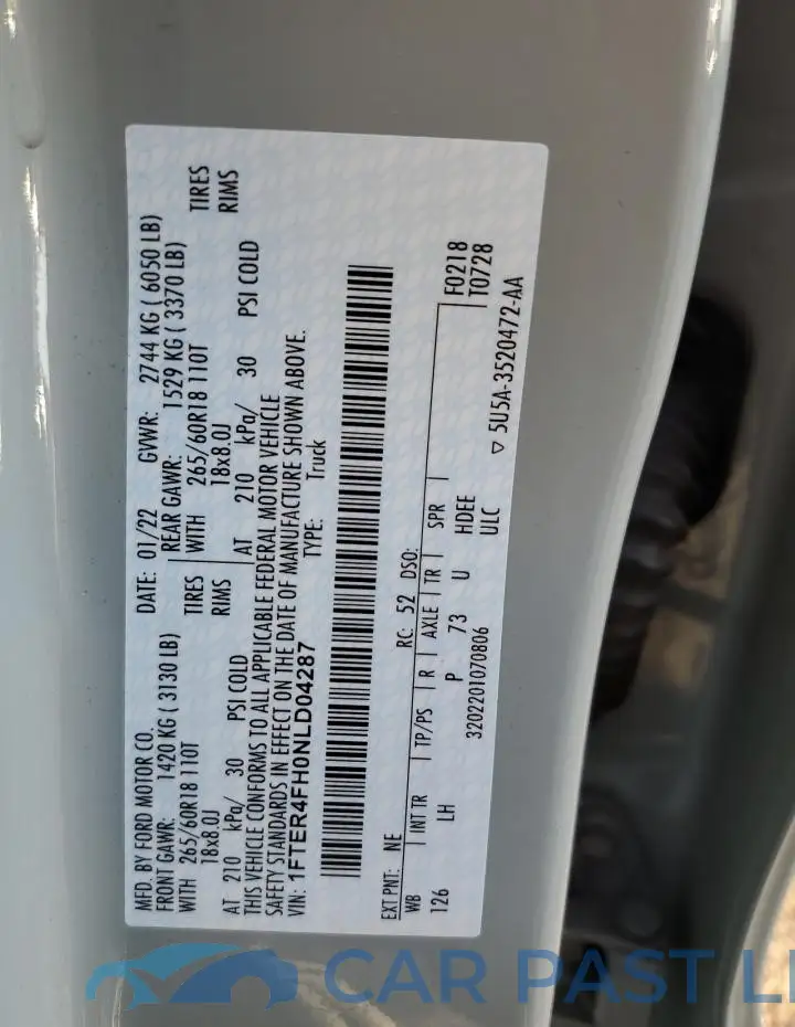 1FTER4FH0NLD04287# 12