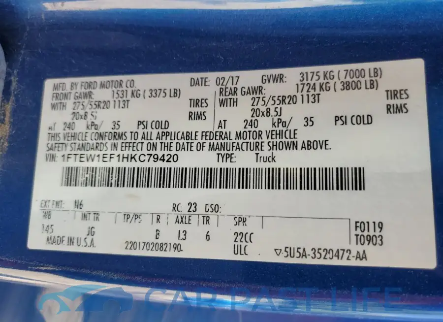 1FTEW1EF1HKC79420# 13