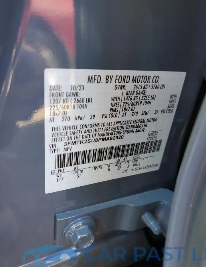 3FMTK2SU8PMA92920# 12