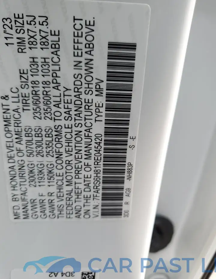 7FARS6H81RE045420# 12