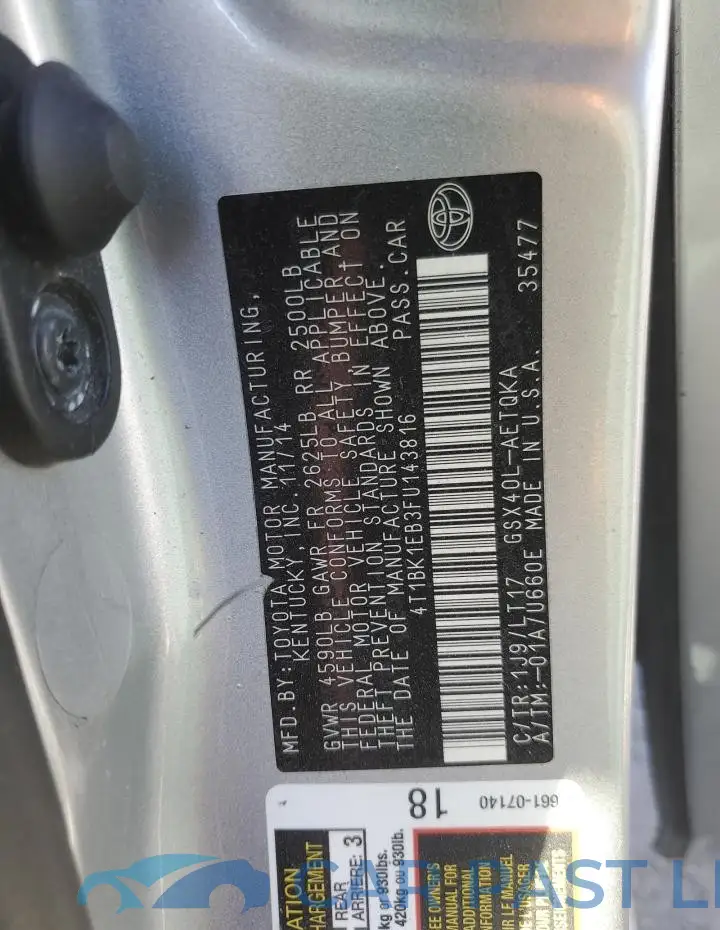 4T1BK1EB3FU143816# 13