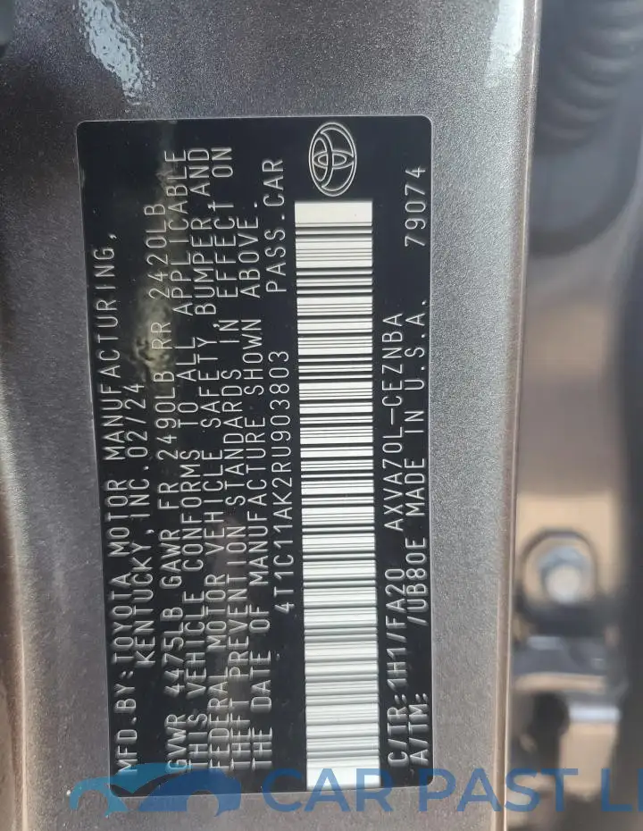 4T1C11AK2RU903803# 13