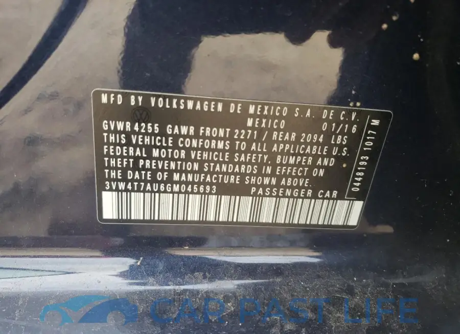3VW4T7AU6GM045693# 13