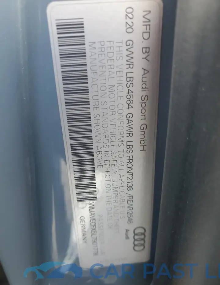 WUAVECFX5L7901778# 13