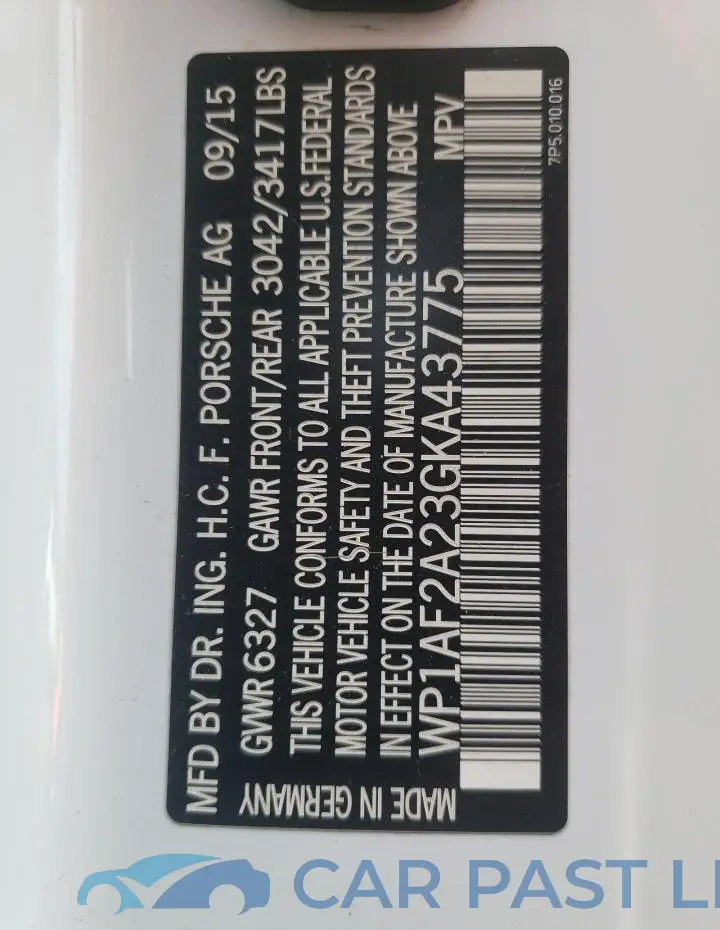 WP1AF2A23GKA43775# 12