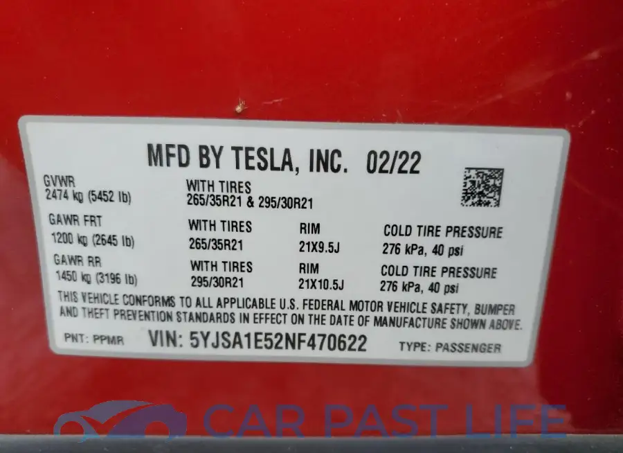 5YJSA1E52NF470622# 13