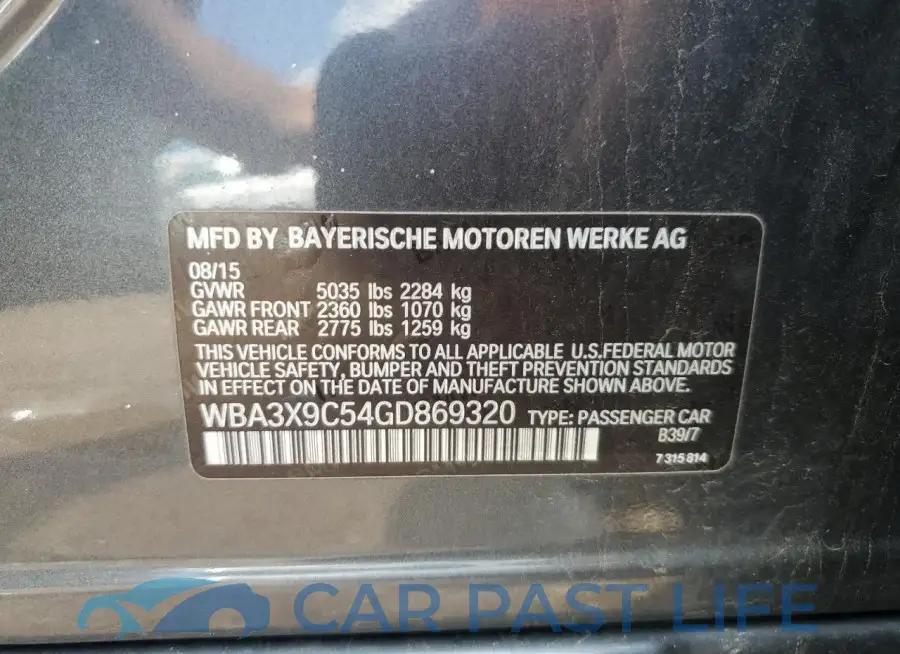 WBA3X9C54GD869320# 12