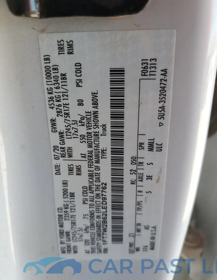 1FT7W2B62LED97762# 12