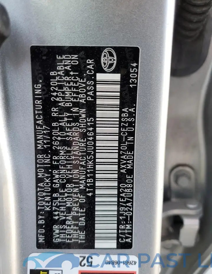 4T1B11HK5JU046415# 13
