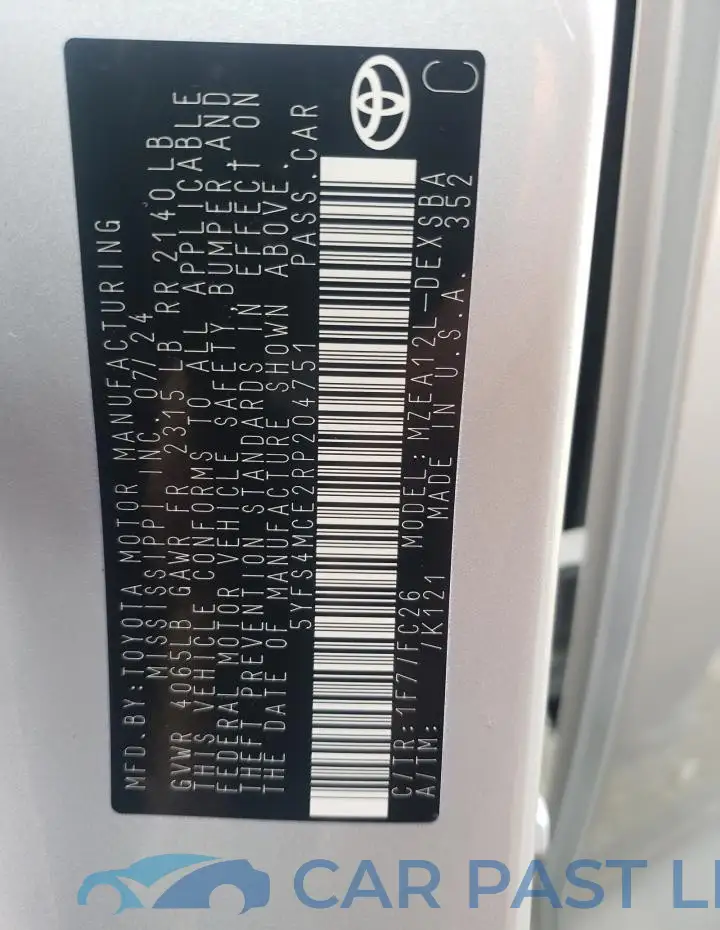 5YFS4MCE2RP204751# 12