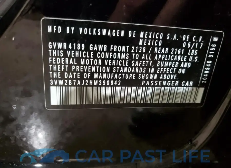 3VW2B7AJ2HM390642# 12