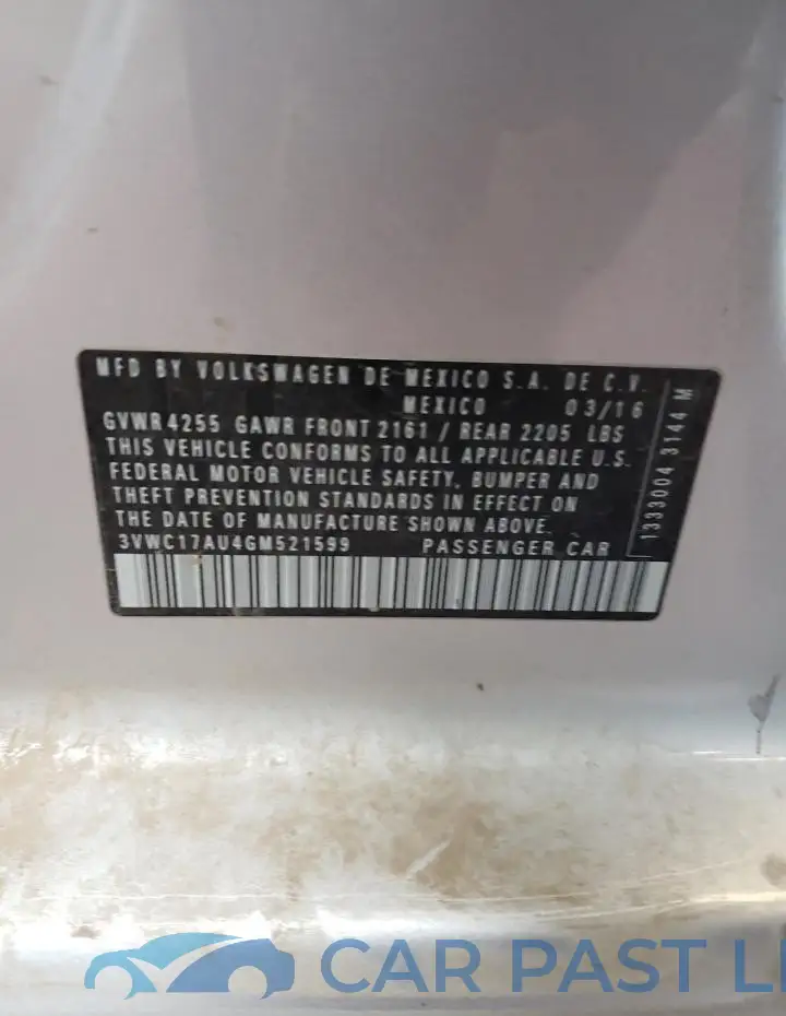 3VWC17AU4GM521599# 12