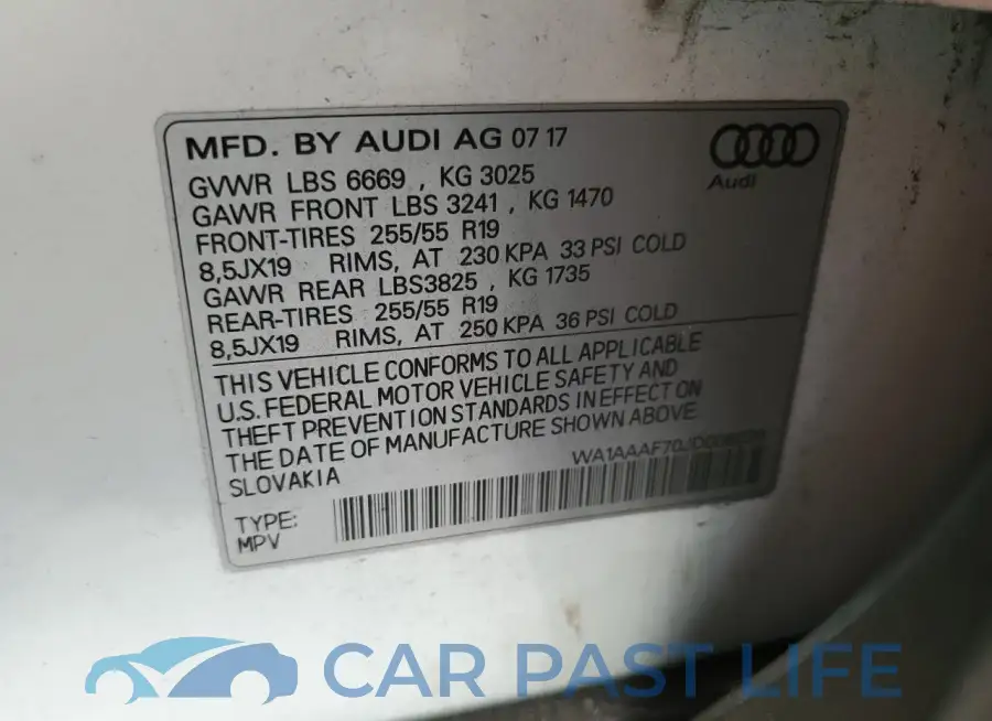 WA1AAAF70JD006039# 13