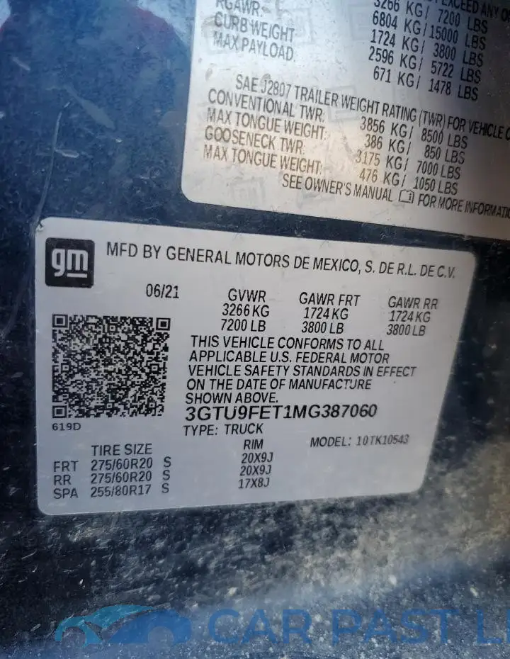 3GTU9FET1MG387060# 12