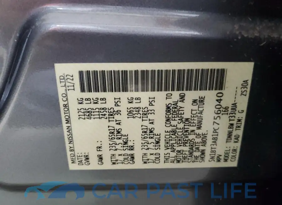 5N1BT3AB1PC756040# 13