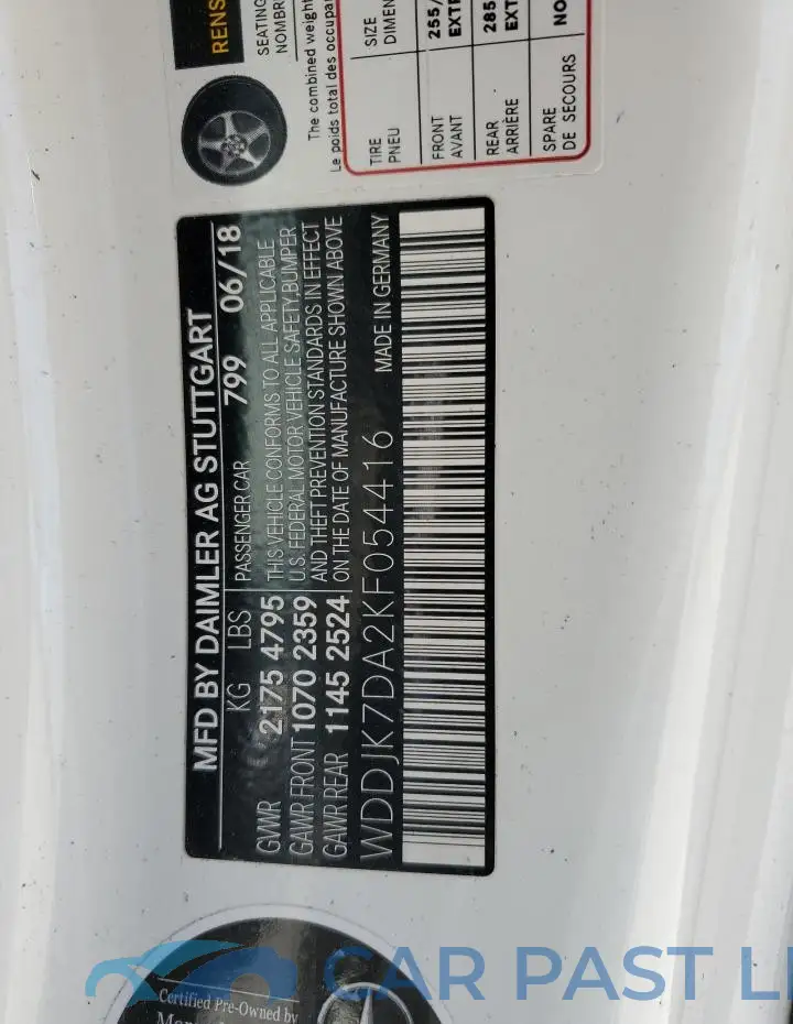 WDDJK7DA2KF054416# 13