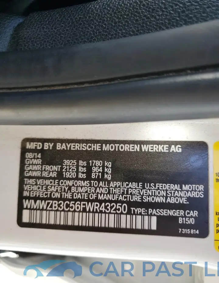 WMWZB3C56FWR43250# 12
