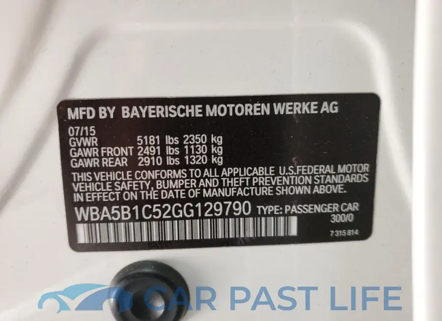 WBA5B1C52GG129790# 12