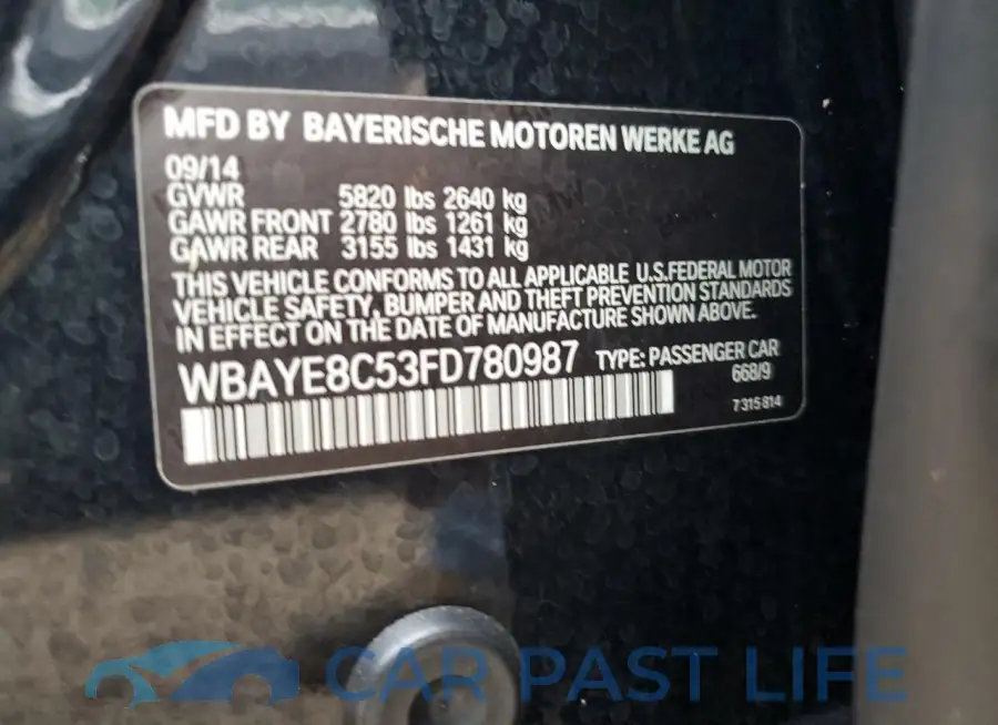 WBAYE8C53FD780987# 12