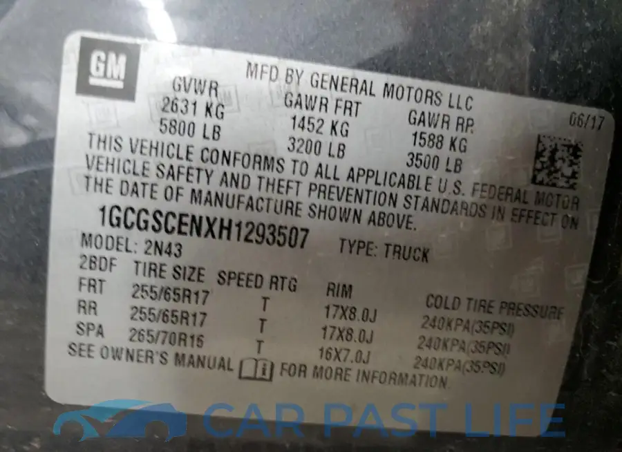 1GCGSCENXH1293507# 12