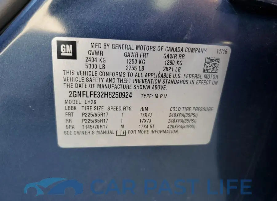 2GNFLFE32H6250924# 13