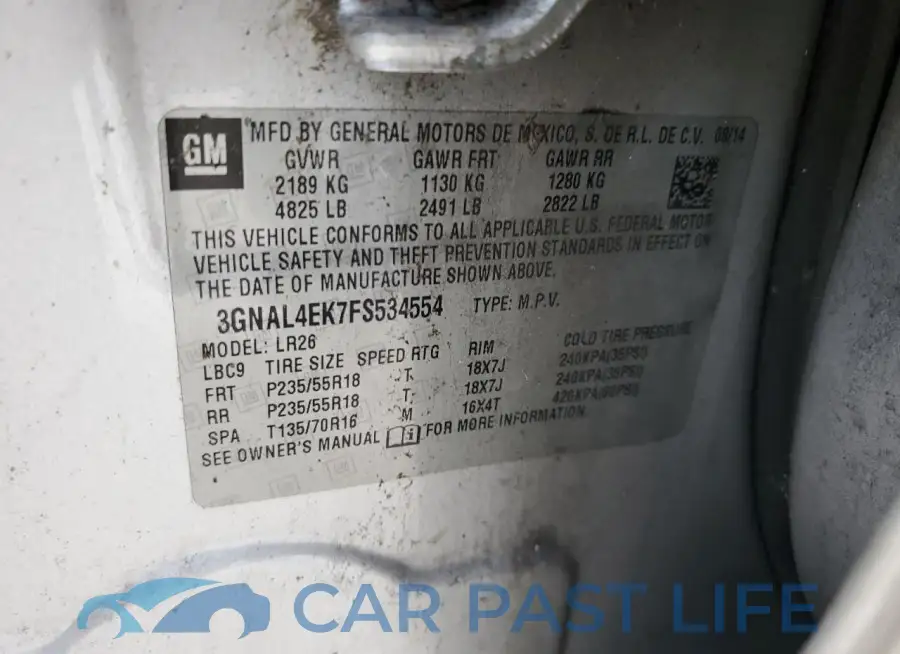 3GNAL4EK7FS534554# 14