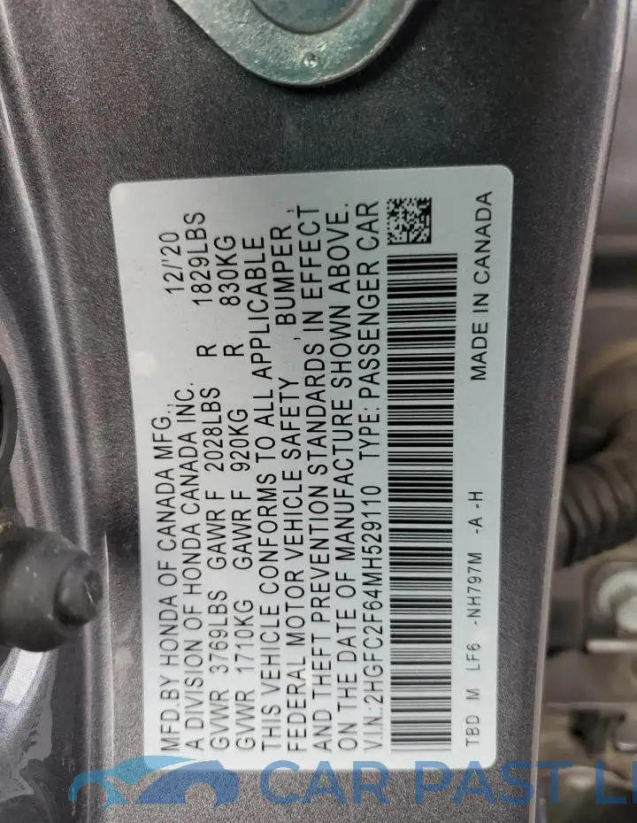 2HGFC2F64MH529110# 12