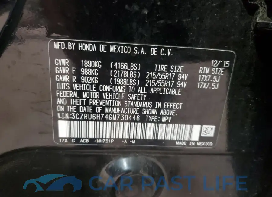 3CZRU6H74GM730446# 13