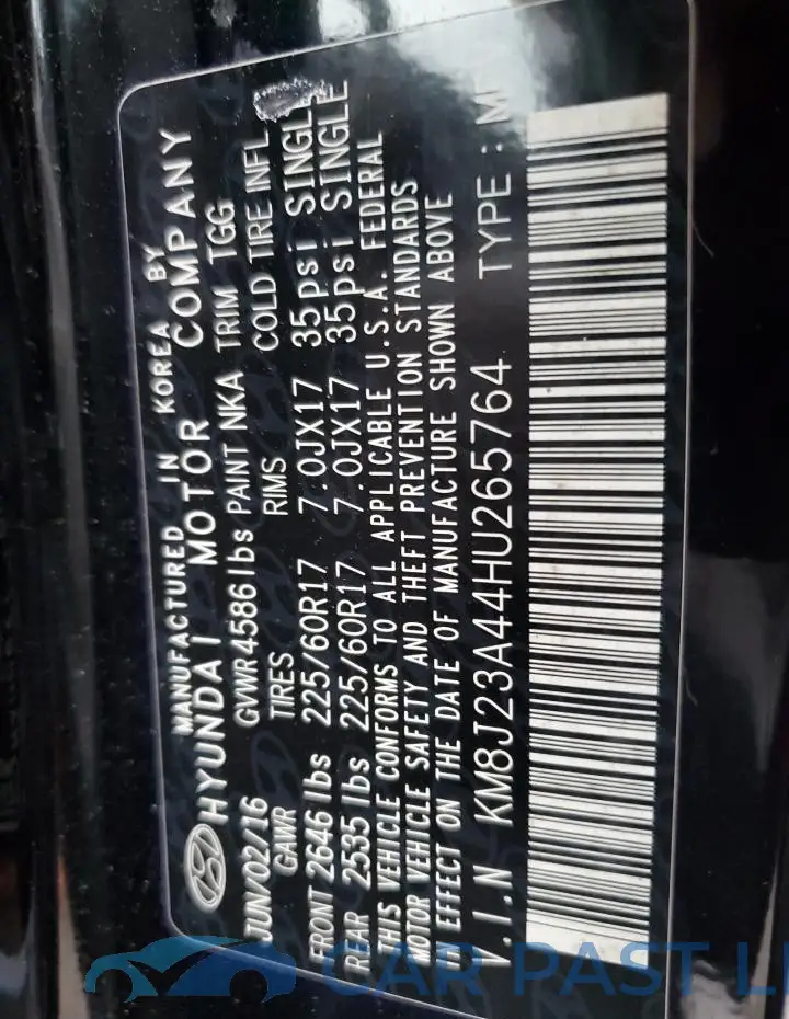KM8J23A44HU265764# 13