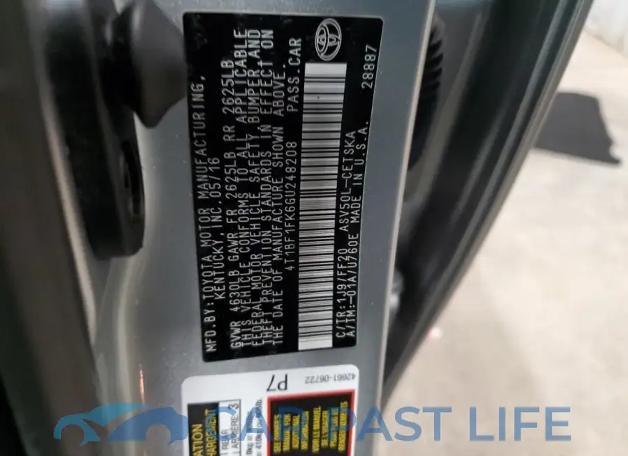 4T1BF1FK6GU248208# 12