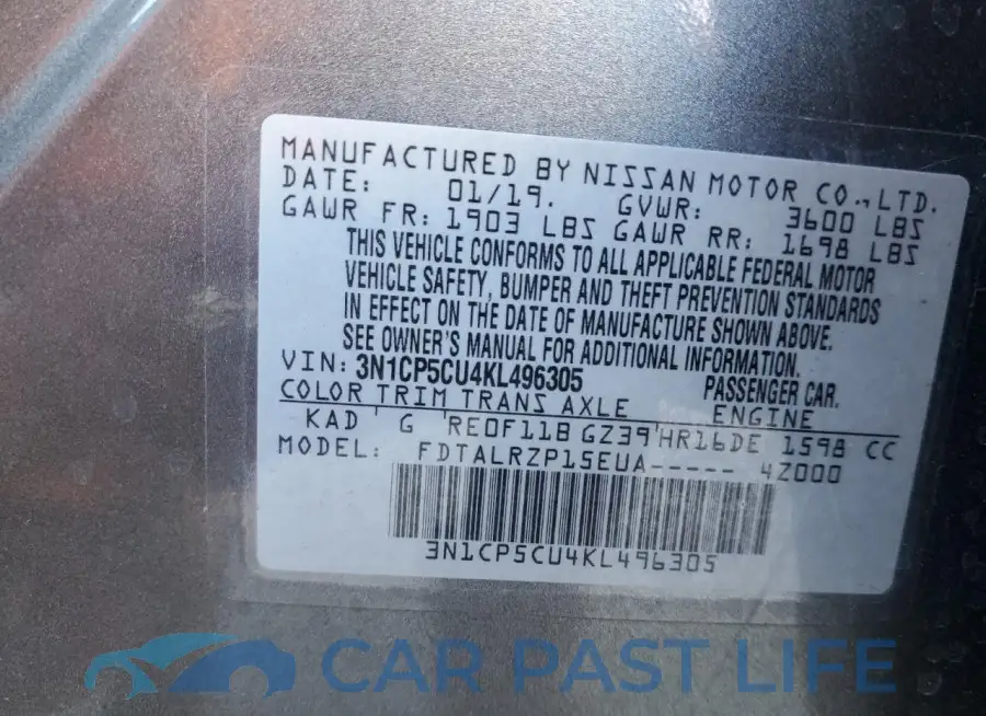 3N1CP5CU4KL496305# 13