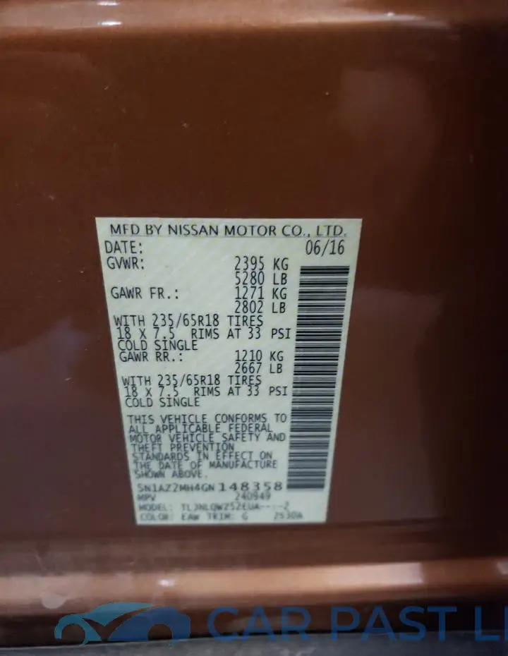 5N1AZ2MH4GN148358# 14
