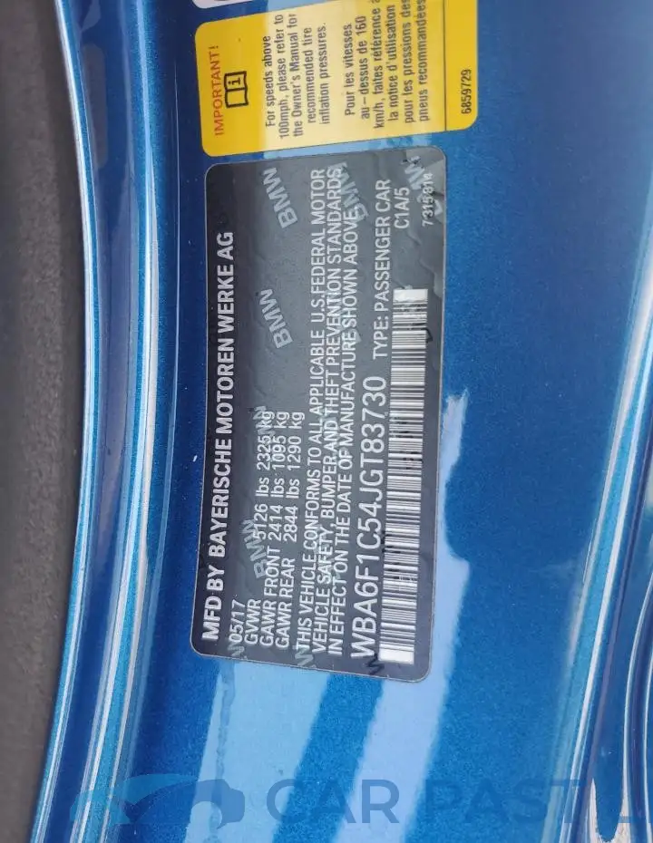 WBA6F1C54JGT83730# 13
