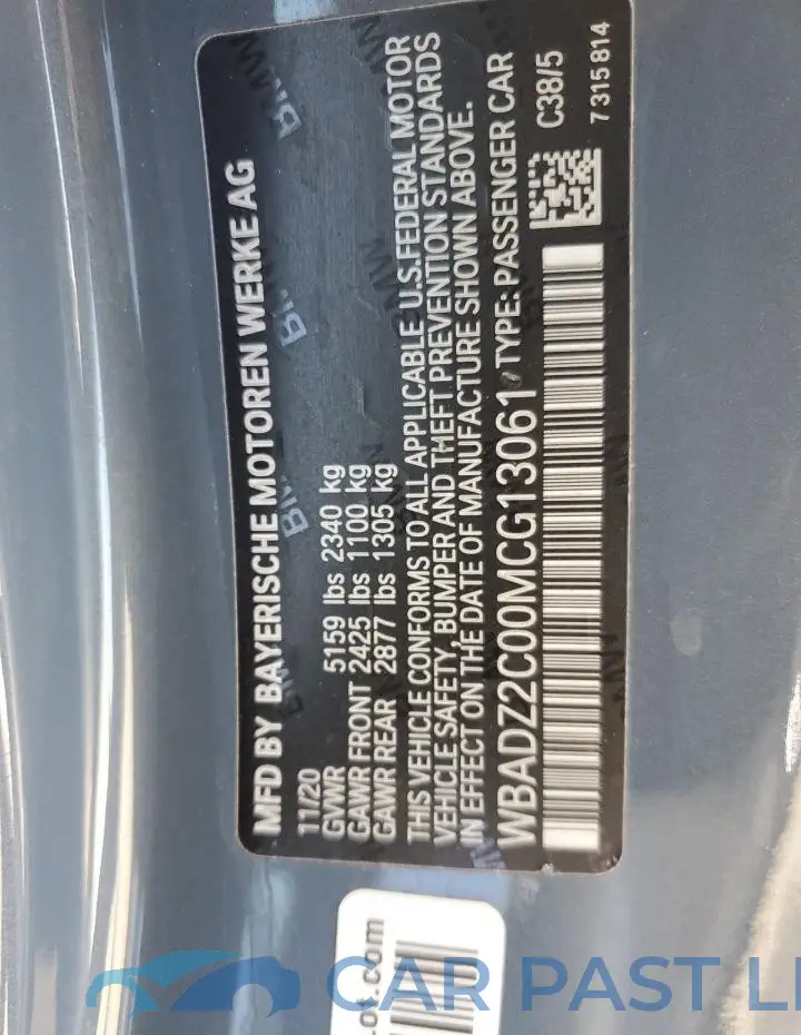 WBADZ2C00MCG13061# 12