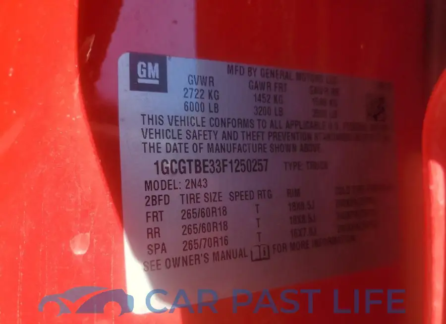 1GCGTBE33F1250257# 12