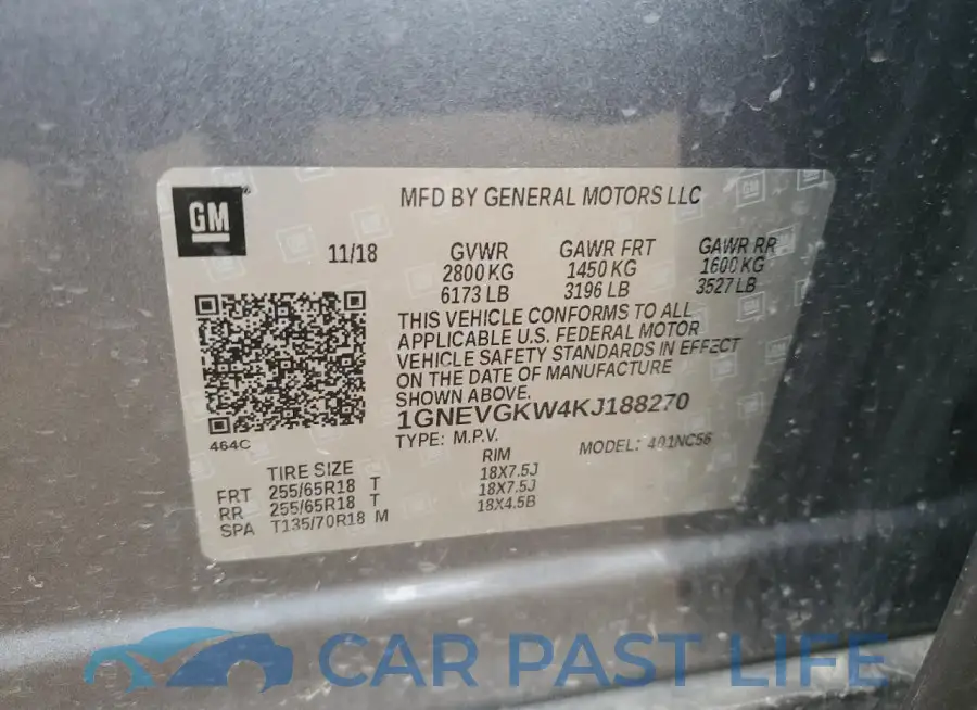 1GNEVGKW4KJ188270# 13