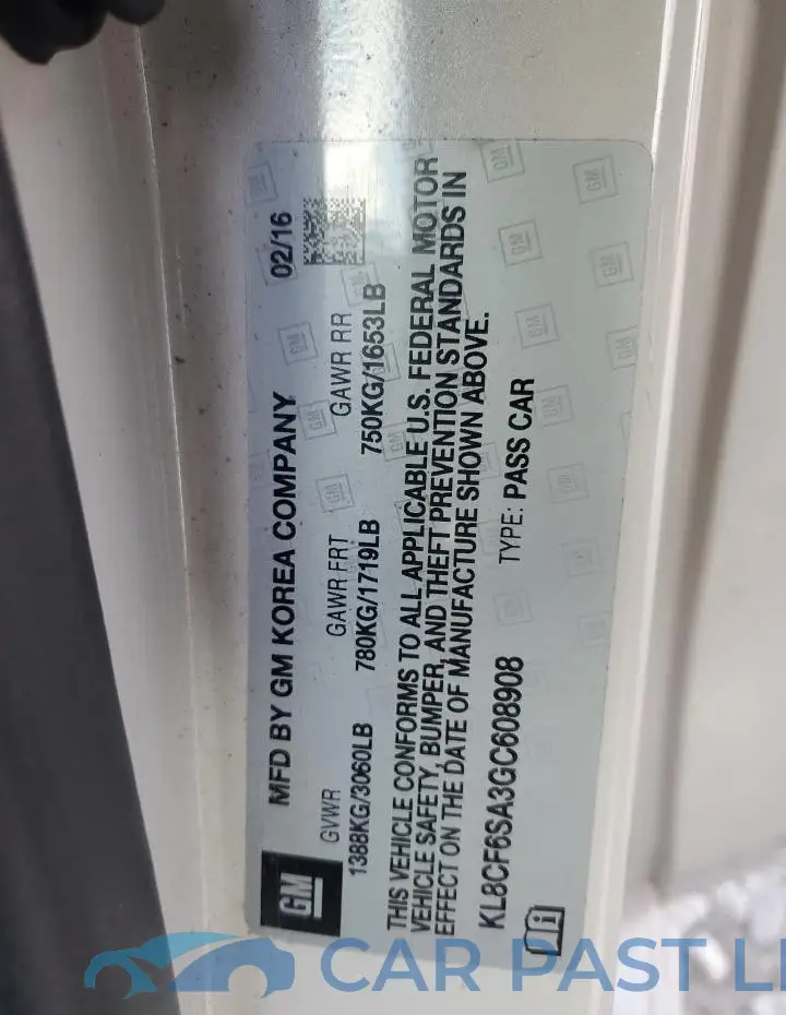 KL8CF6SA3GC608908# 13