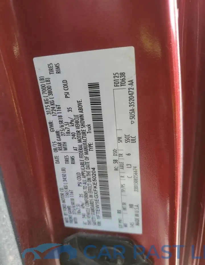1FTEW1EGXFKE50204# 12