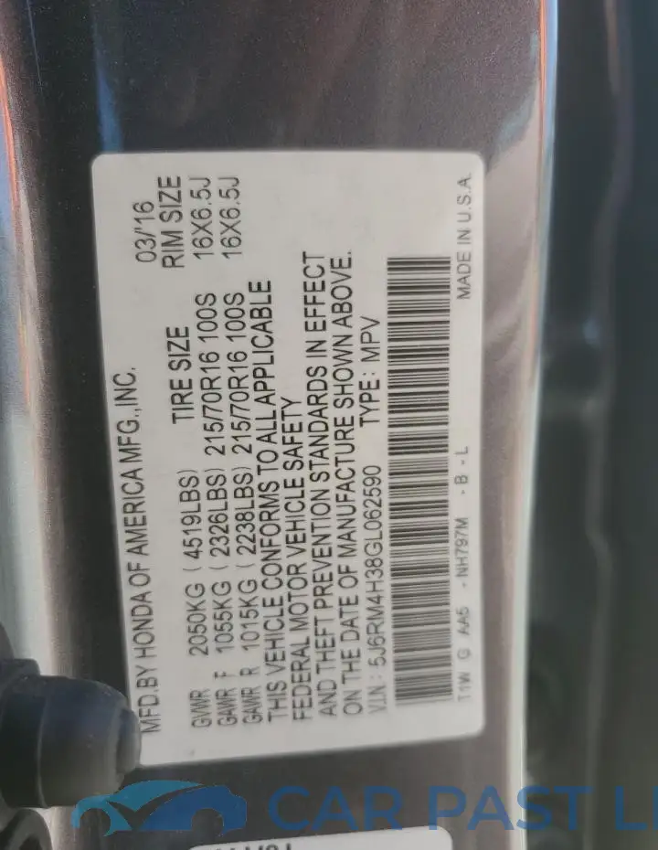 5J6RM4H38GL062590# 13