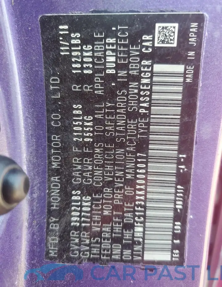 JHMFC1F3XKX006017# 12