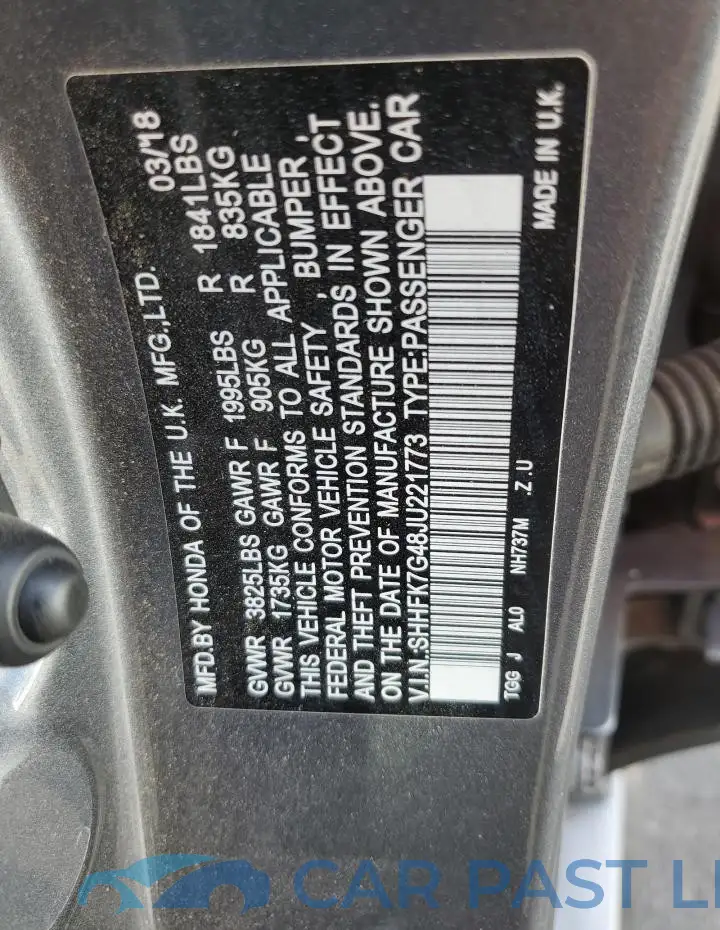 SHHFK7G48JU221773# 12
